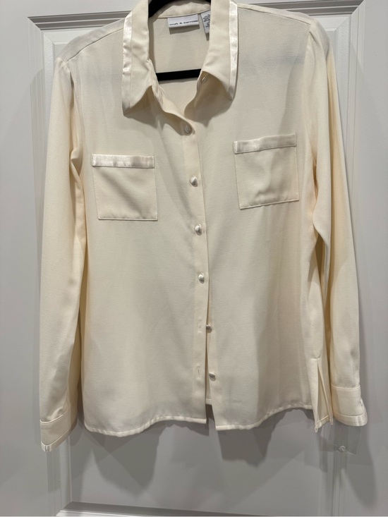 croft & barrow Tops - Cream Satin-Trim Blouse